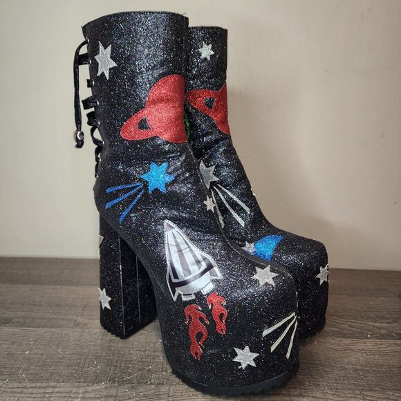 Current Mood Platform Boots Space Invasion Dolls Kill Goth Punk Womens 8 - Picture 3 of 16